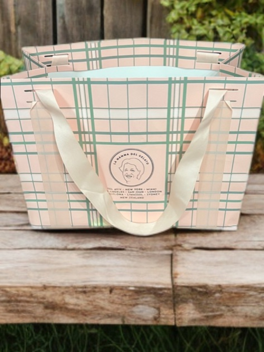 Pink Checkered Tote Bag